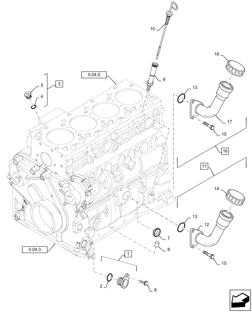 Схема запчастей Case IH P70 - (0.27.0) - ENGINE OIL, DIPSTICK (02) - ENGINE