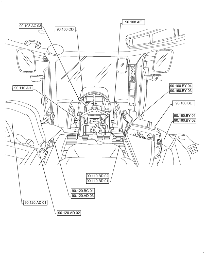 Схема запчастей Case IH PUMA 2304 - (90.000.00[01]) - SECTION INDEX - PLATFORM, CAB, BODYWORK & DECALS (90) - PLATFORM, CAB, BODYWORK AND DECALS