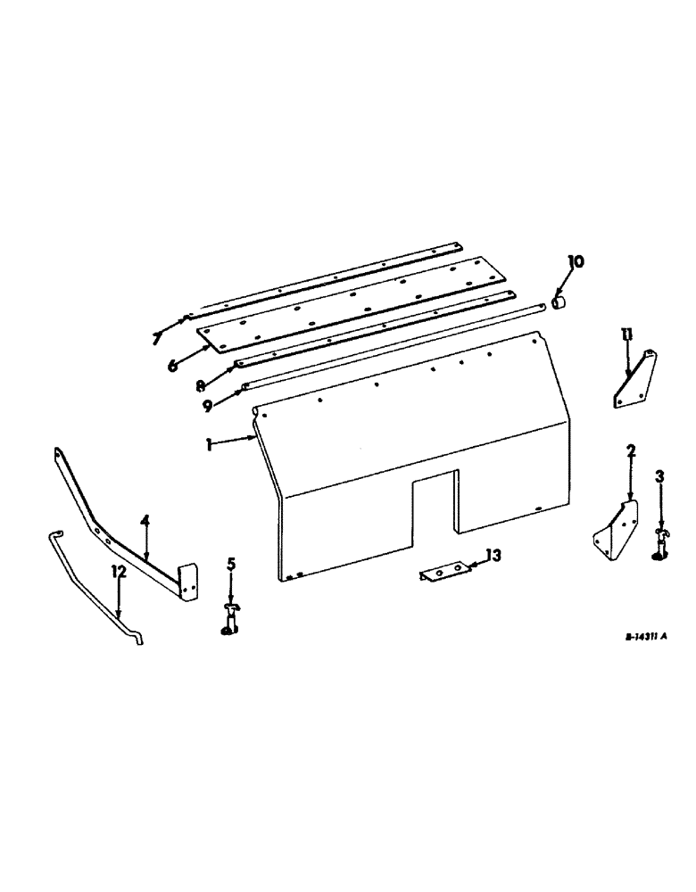 Схема запчастей Case IH 503 - (417) - D-301 ENGINE 3-13/16 X 4.390, ENGINE COVER, LATCH AND SUPPORTS, COMBINE SERIAL NO. 2431 AND ABOVE (10) - ENGINE