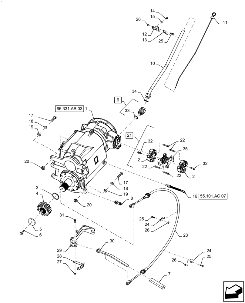 Схема запчастей Case IH 9230 - (66.331.AB[02]) - GEARBOX, ROTOR (66) - THRESHING