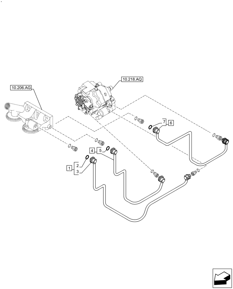 Схема запчастей Case IH F4DFE6132 B007 - (10.210.AF) - FUEL SUPPLY LINE (10) - ENGINE