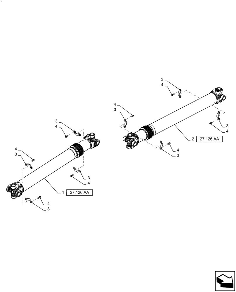 Схема запчастей Case IH TITAN 4040 - (27.126.AA[01]) - DRIVELINE MOUNTING, W/ AUXILIARY TRANSMISSION, 4040, 4540 (27) - REAR AXLE SYSTEM