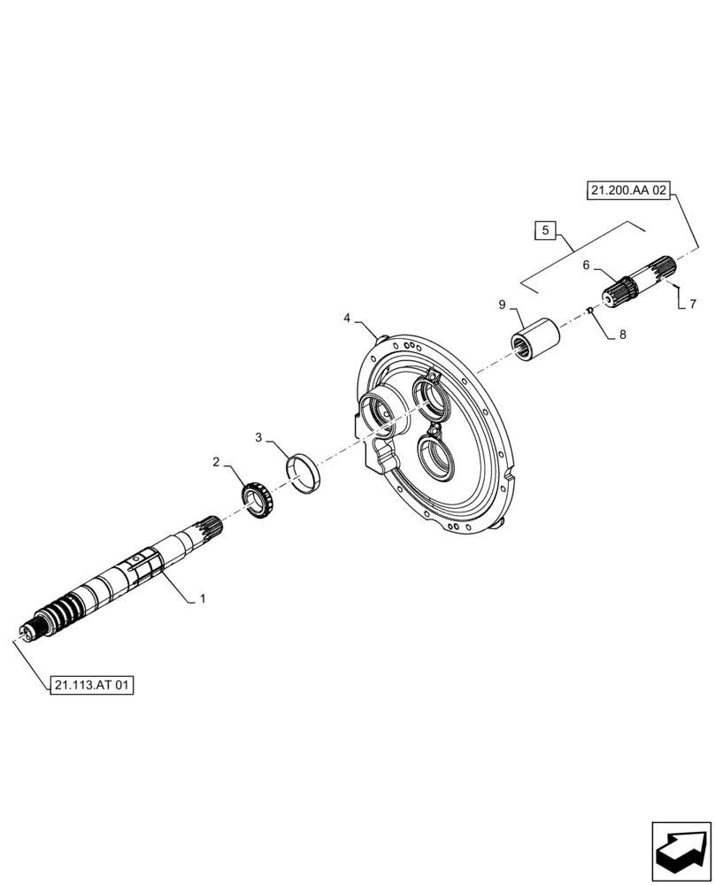 Схема запчастей Case IH MAGNUM 310 - (21.113.AT[02]) - VAR - 429330 - INPUT SHAFT, SPEED TRANSMISSION, POWERSHIFT, 40 KPH W/O CREEPER (21) - TRANSMISSION