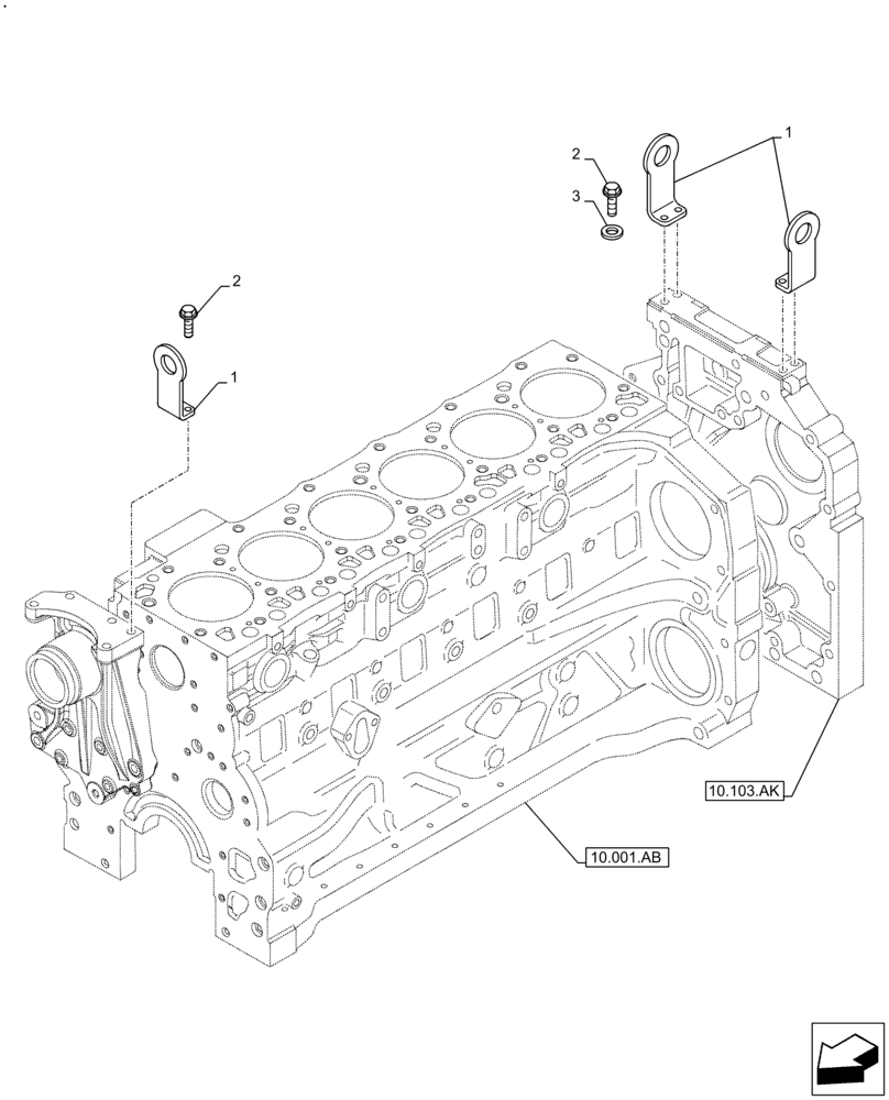 Схема запчастей Case IH F4DFE6132 B007 - (10.001.AK) - ENGINE SUPPORT AND MOUNTS (10) - ENGINE