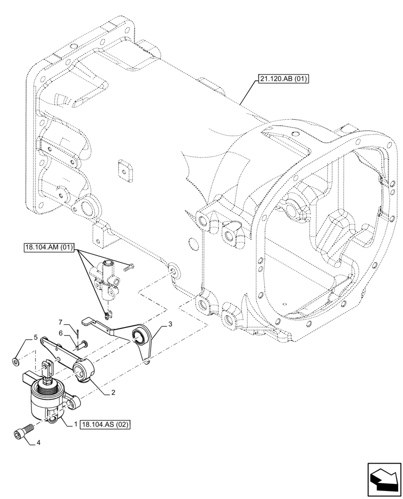 Схема запчастей Case IH FARMALL 120C - (18.104.AS[01]) - PTO CLUTCH, CYLINDER, CAB (18) - CLUTCH