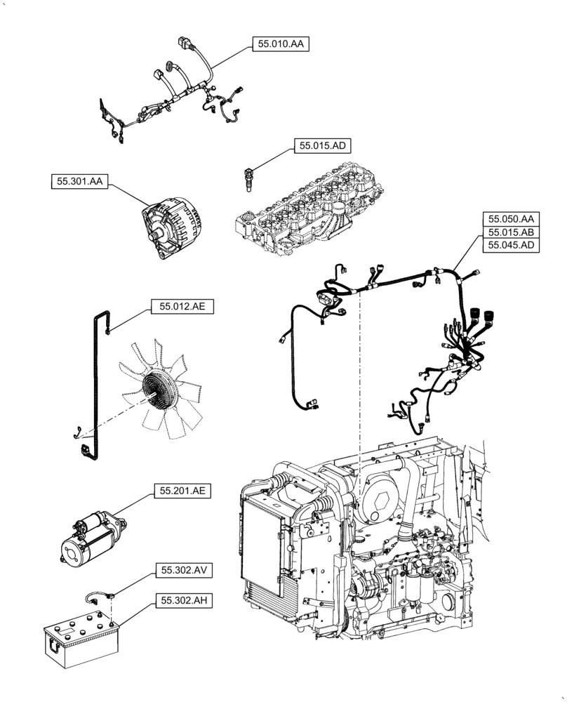 Схема запчастей Case IH PUMA2104 - (55.000.00[01]) - SECTION INDEX - ELECTRICAL SYSTEMS (55) - ELECTRICAL SYSTEMS