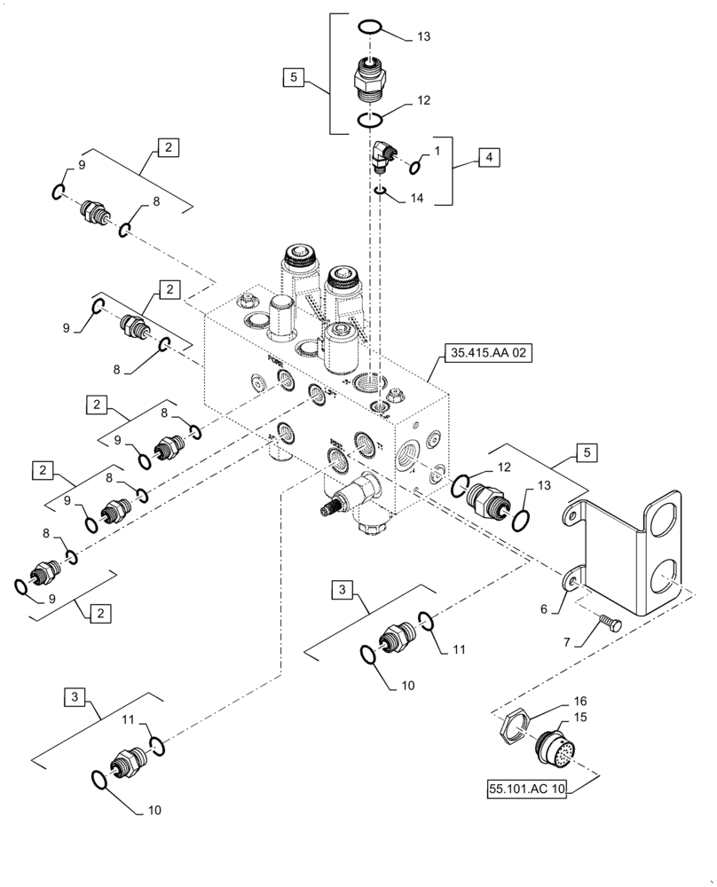 Схема запчастей Case IH 8240 - (35.415.AA[01]) - VALVE, FEEDER, HEADER (35) - HYDRAULIC SYSTEMS