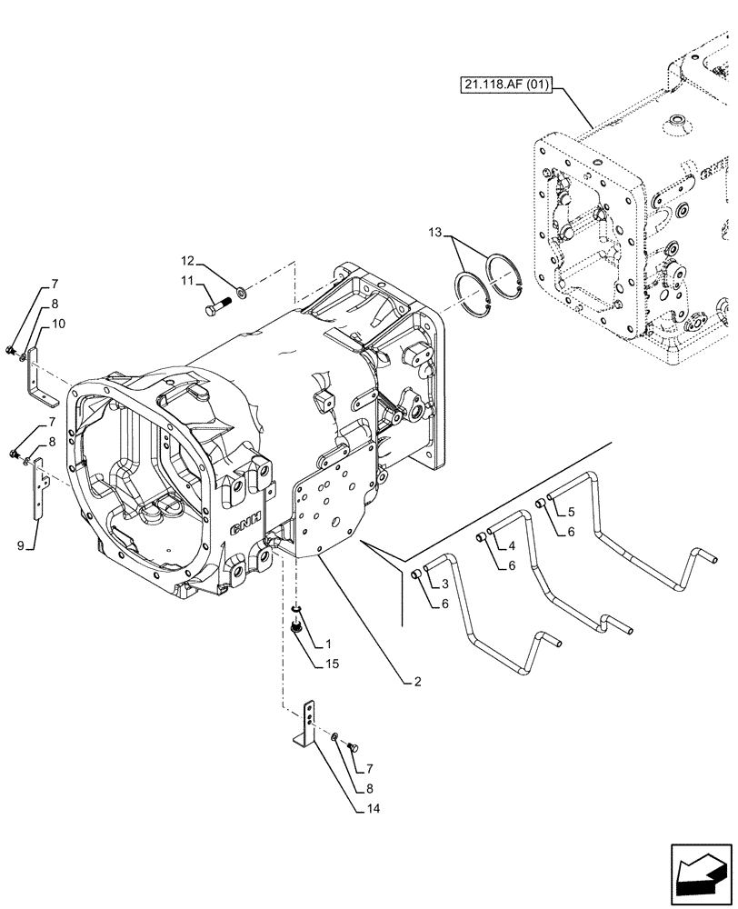 Схема запчастей Case IH FARMALL 90C - (21.120.AB[04]) - GEARBOX, HOUSING (21) - TRANSMISSION