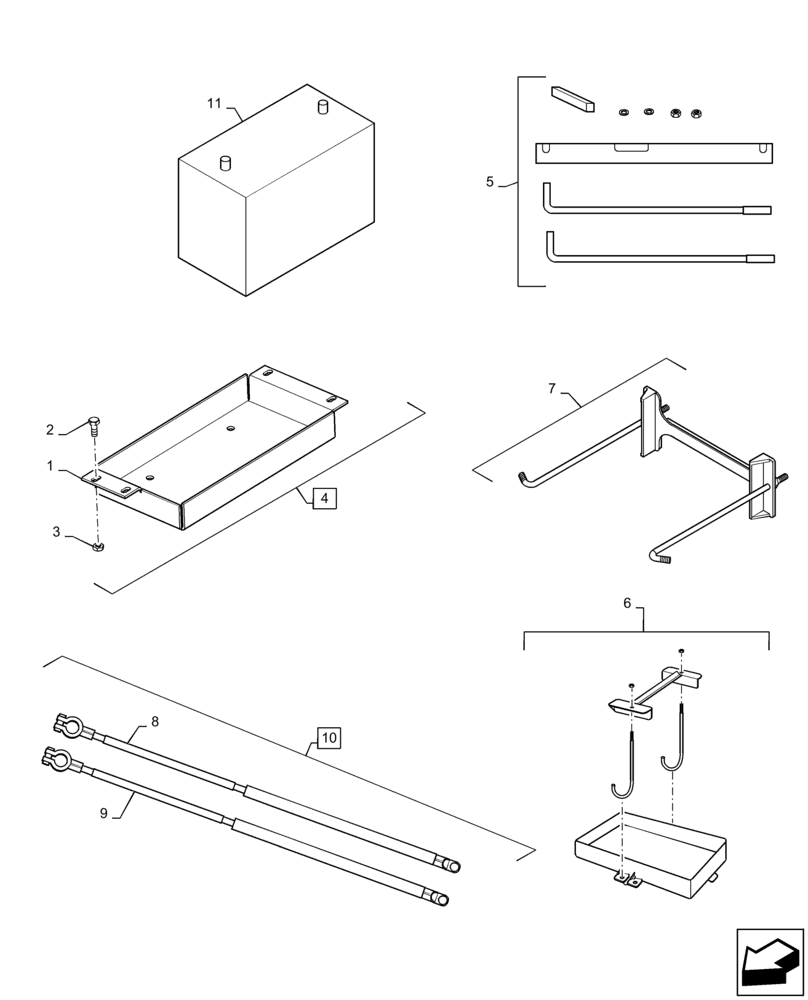 Схема запчастей Case IH P110 - (09-04) - BATTERY - TRAY & CABLES (04) - ELECTRICAL SYSTEMS