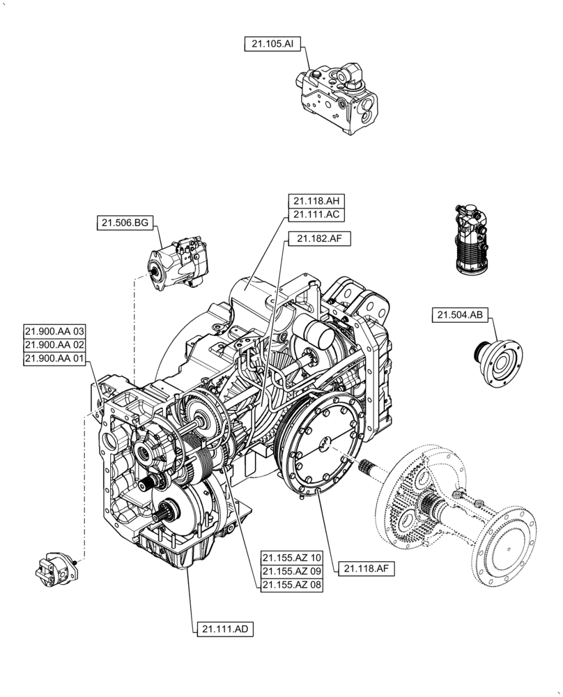 Схема запчастей Case IH PUMA2104 - (21.000.00[02]) - SECTION INDEX - TRANSMISSION (21) - TRANSMISSION