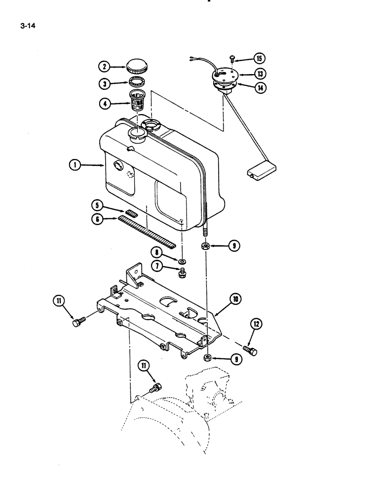 Схема запчастей Case IH 235 - (3-14) - FUEL TANK AND SUPPORTS (03) - FUEL SYSTEM