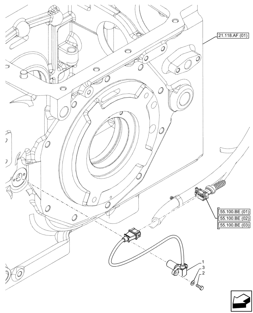 Схема запчастей Case IH FARMALL 120C - (55.020.AB[03]) - GEAR, SPEEDOMETER (55) - ELECTRICAL SYSTEMS