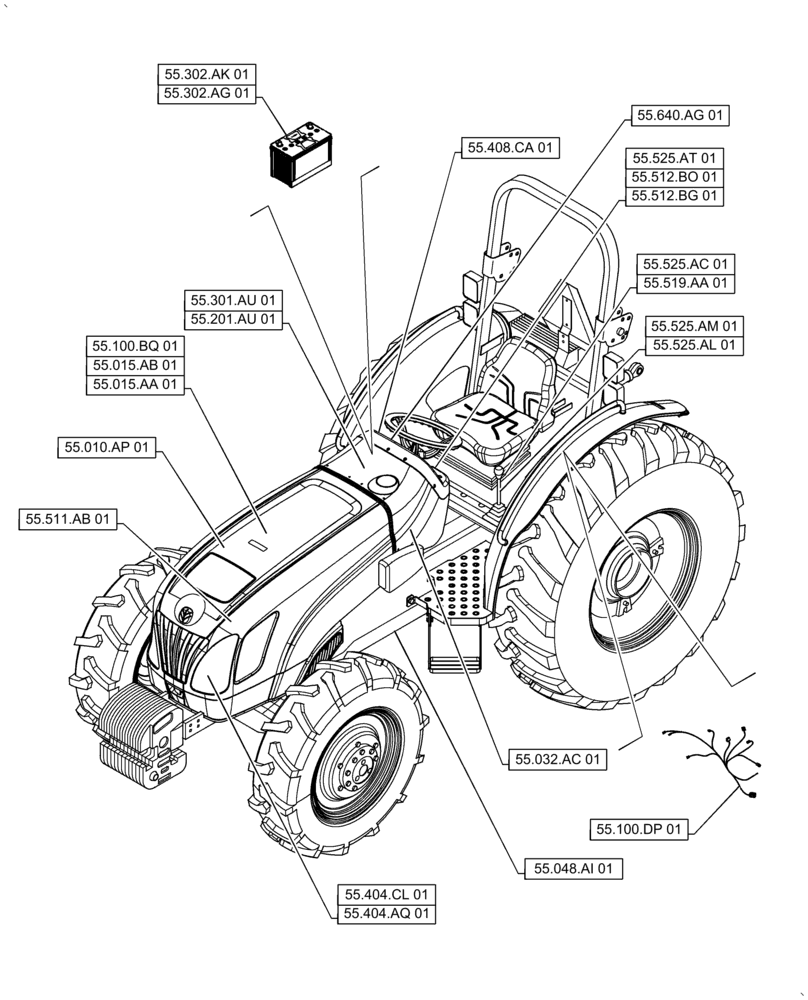 Схема запчастей Case IH FARMALL 70A - (00.000.55[01]) - PICTORIAL INDEX - ELECTRICAL SYSTEMS (00) - GENERAL & PICTORIAL INDEX