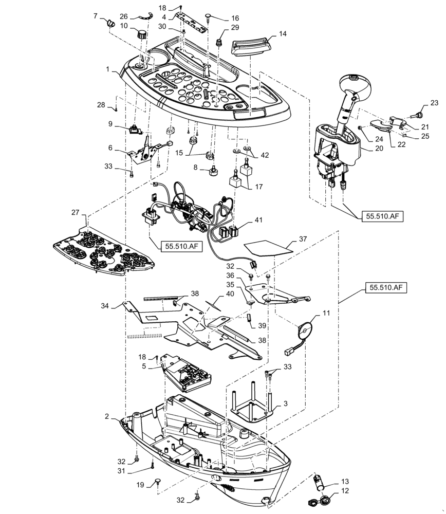 Схема запчастей Case IH 9230 - (55.512.BL) - CONSOLE, RH, CONTROL PANEL (55) - ELECTRICAL SYSTEMS