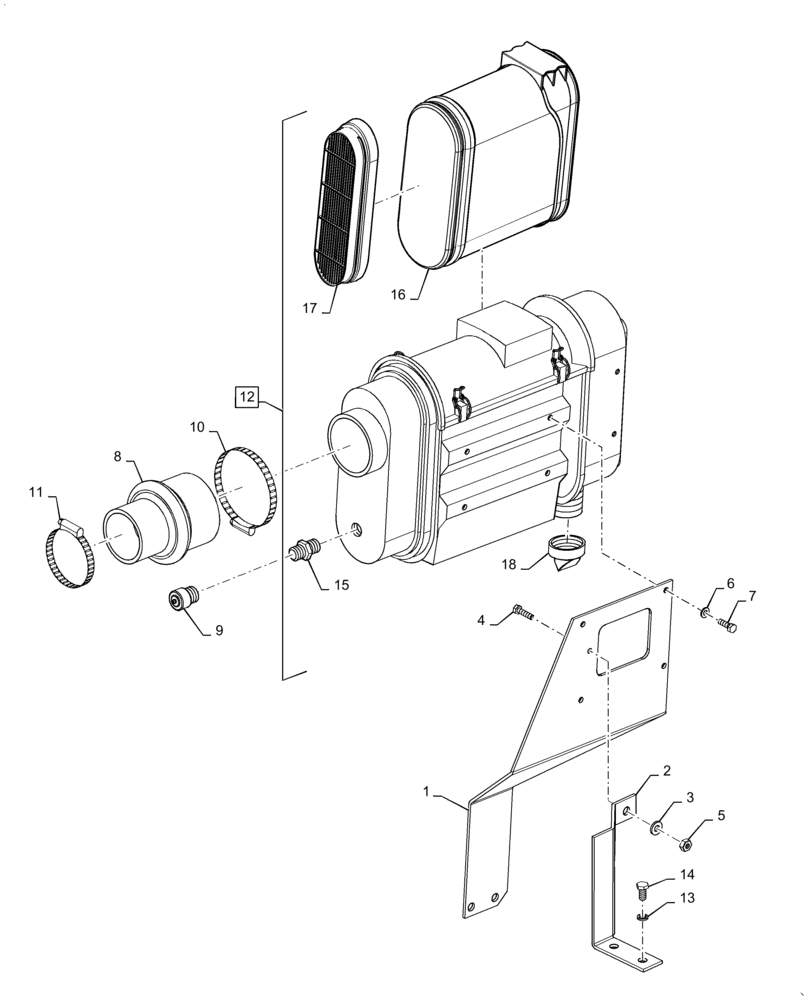 Схема запчастей Case IH P110 - (02-03) - AIR CLEANER, MOUNTING PARTS (02) - ENGINE