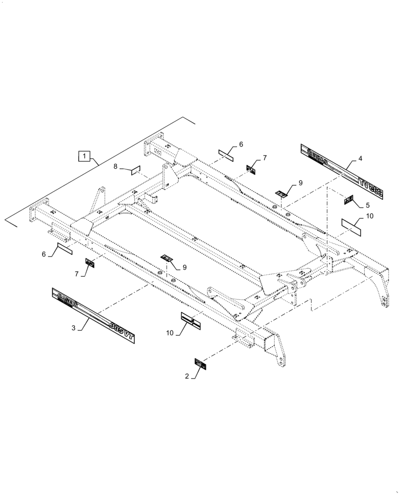 Схема запчастей Case IH TRUE-TANDEM 335VT - (39.110.AB[10]) - MAIN FRAME SMALL 335 (39) - FRAMES AND BALLASTING