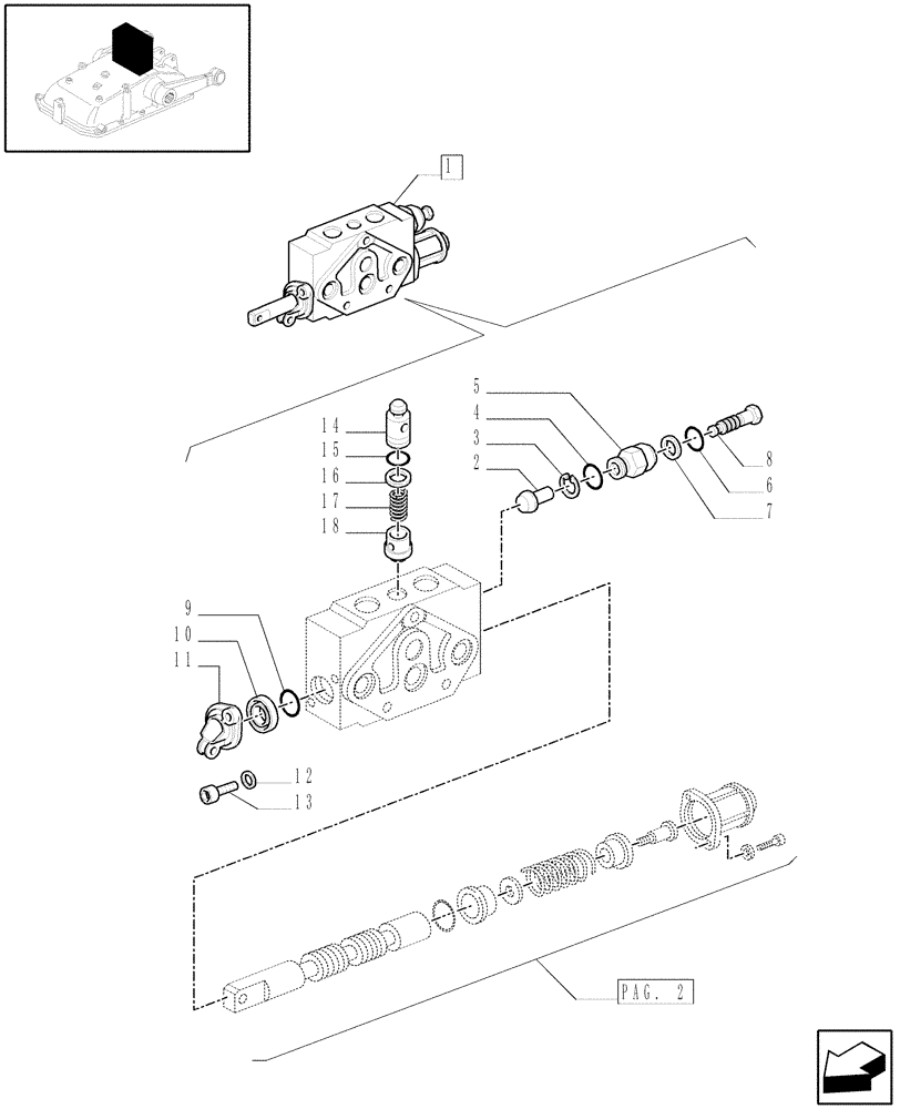 Схема запчастей Case IH JX1060C - (1.82.7/08C[01]) - 2 CONTROL VALVES WITH JOYSTICK - PARTS - D5484 (07) - HYDRAULIC SYSTEM