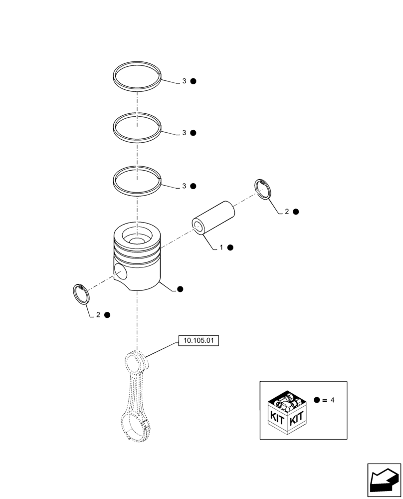 Схема запчастей Case IH P140 - (10.105.02) - PISTON, ENGINE (10) - ENGINE