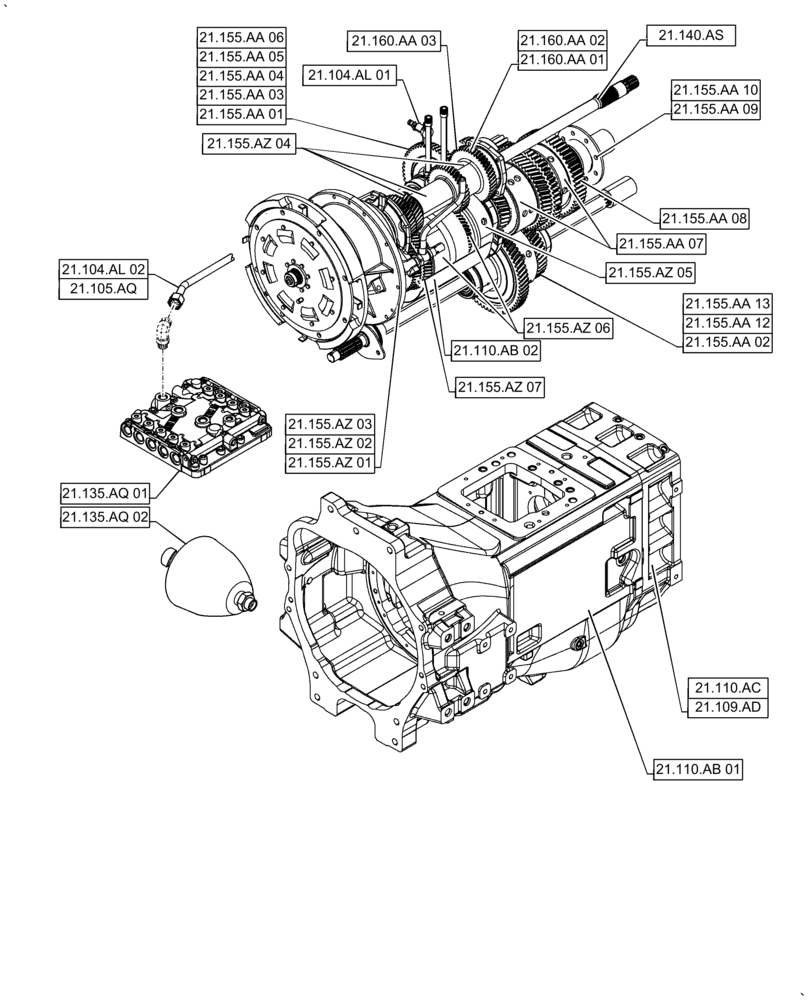 Схема запчастей Case IH PUMA2104 - (21.000.00[01]) - SECTION INDEX - TRANSMISSION (21) - TRANSMISSION