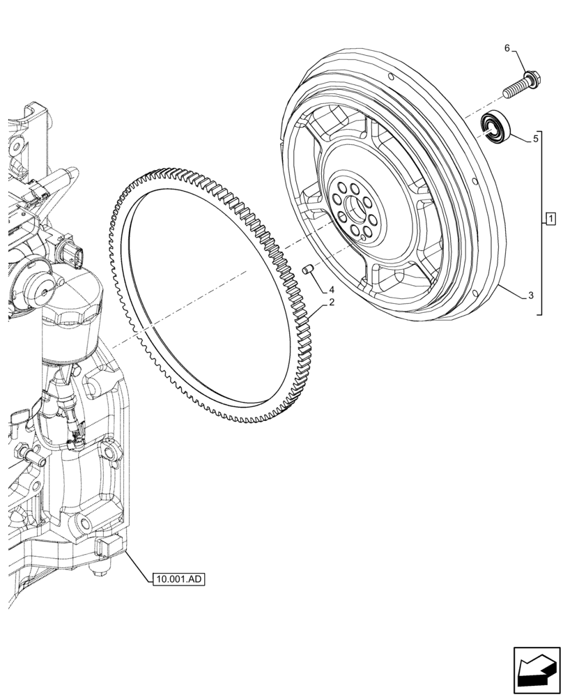 Схема запчастей Case IH FARMALL 100C - (10.103.AH[02]) - ENGINE FLYWHEEL, SHUTTLE (10) - ENGINE