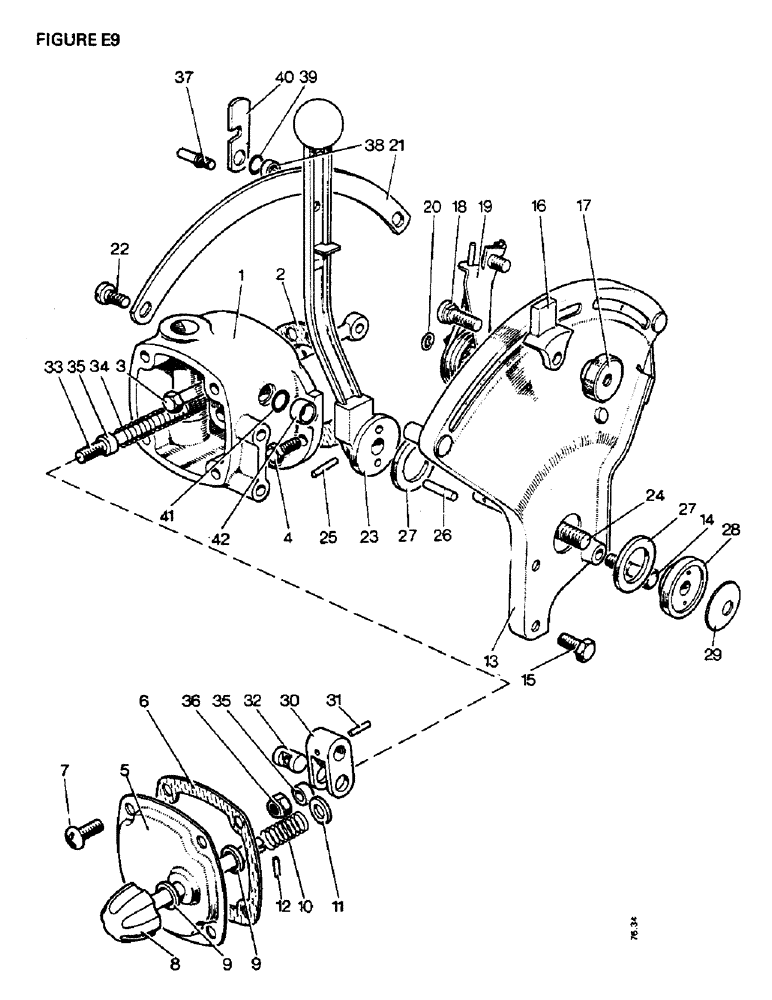 Схема запчастей Case IH 1410 - (E09-1) - SELECTAMATIC HYDRAULIC SYSTEM, CONTROL LEVER AND QUADRANT 1410, 1412, 1412G (07) - HYDRAULIC SYSTEM