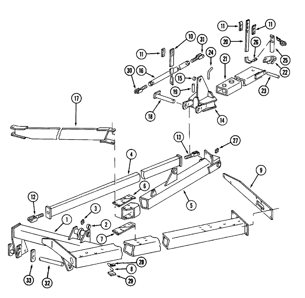 Схема запчастей Case IH 800 - (9-02) - FRONT FRAME WITH HITCH, FOR 14 AND 16 FURROW (09) - CHASSIS/ATTACHMENTS