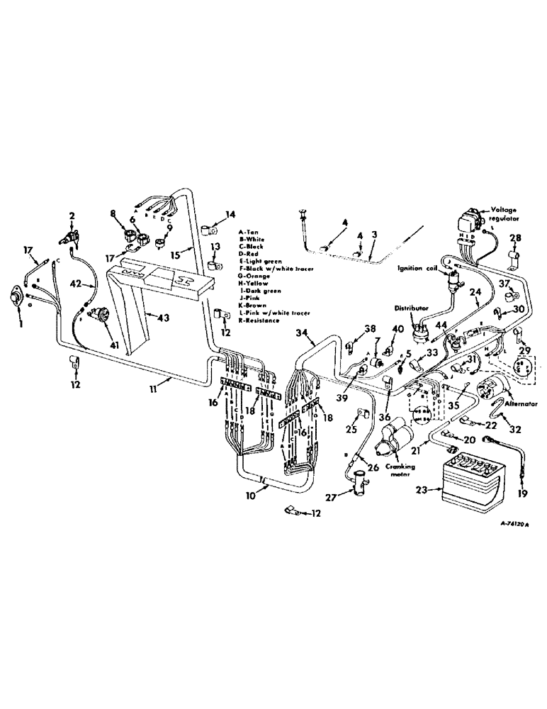 Схема запчастей Case IH 503 - (378) - ELECTRICAL SYSTEM, WIRING DIAGRAM, COMBINE SERIAL NO. 3251 AND ABOVE (10) - ENGINE