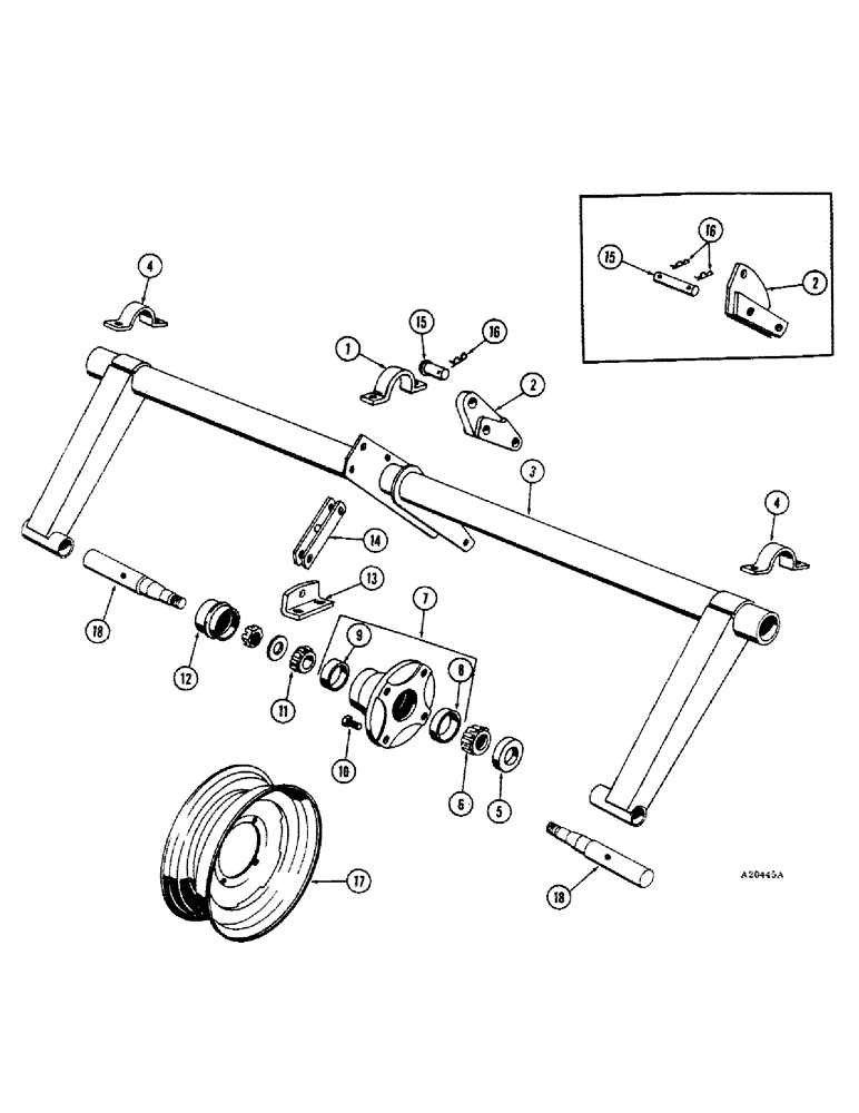 Схема запчастей Case IH B-SERIES - (12) - AXLE AND WHEELS, SINGLE WHEEL, FOR B97, B109, B117 MODELS 