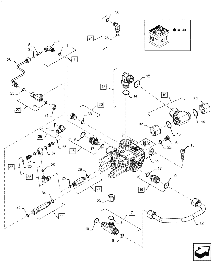 Схема запчастей Case IH MAGNUM 180 - (41.200.BY[01]) - PRIORITY VALVE, MAIN, POWERSHIFT (41) - STEERING