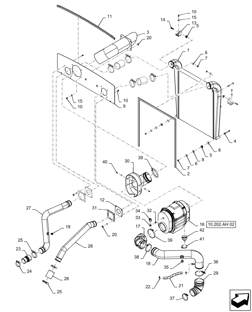 Схема запчастей Case IH PATRIOT 3240 - (10.310.AA[01]) - AIR INTAKE, AND AFTERCOOLER (10) - ENGINE