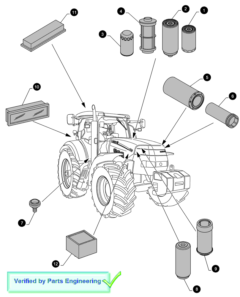 Схема запчастей Case IH MAXXUM 120 - (0.05.4[01]) - MAINTENANCE PARTS - FILTERS (00) - GENERAL