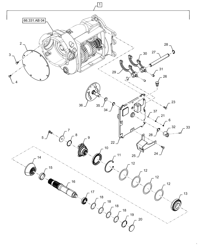 Схема запчастей Case IH 9240 - (66.331.AB[03]) - GEARBOX, ROTOR, INPUT SHAFT (66) - THRESHING