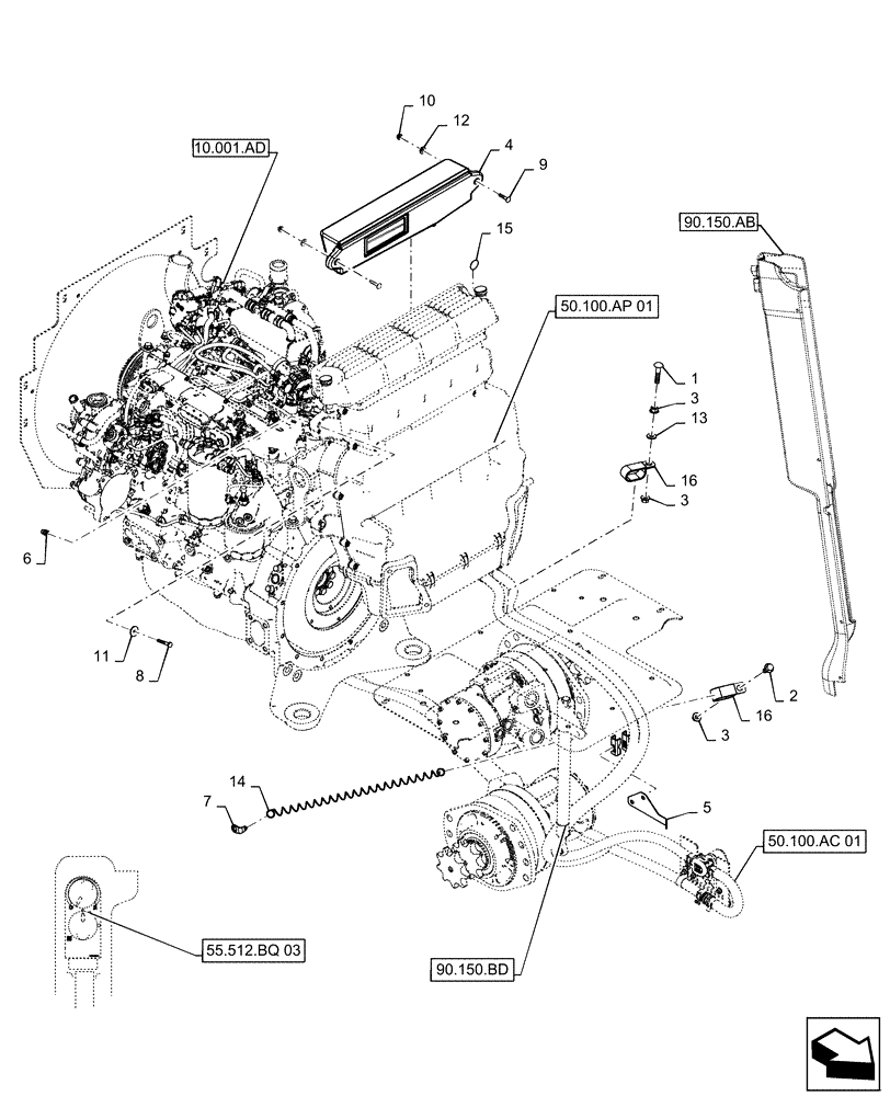 Схема запчастей Case IH SR270 - (50.100.AP[02]) - HVAC SYSTEM, HEATER ONLY (50) - CAB CLIMATE CONTROL