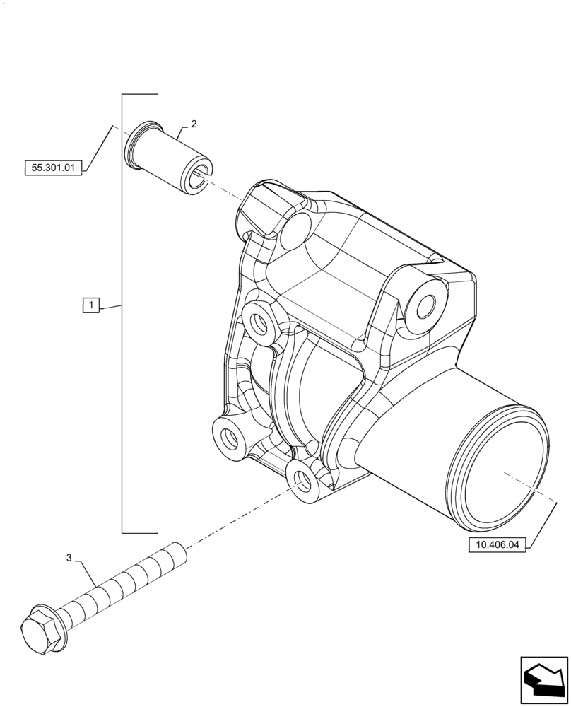 Схема запчастей Case IH MAGNUM 190 - (10.406.03) - INLET, ENGINE COOLANT (10) - ENGINE