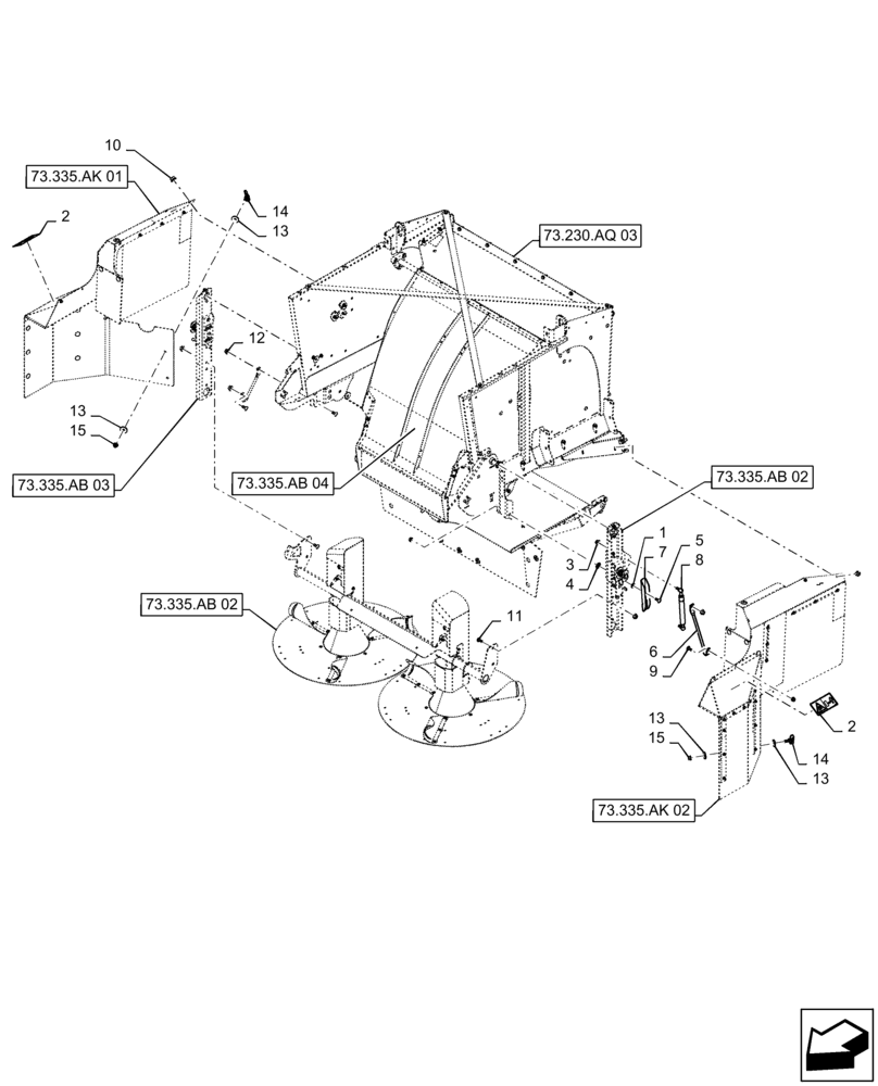 Схема запчастей Case IH 9230 - (73.335.AB[01]) - VAR - 425488 - CHAFF SPREADER, DISC, ASSY, BSN YDG222003 (73) - RESIDUE HANDLING