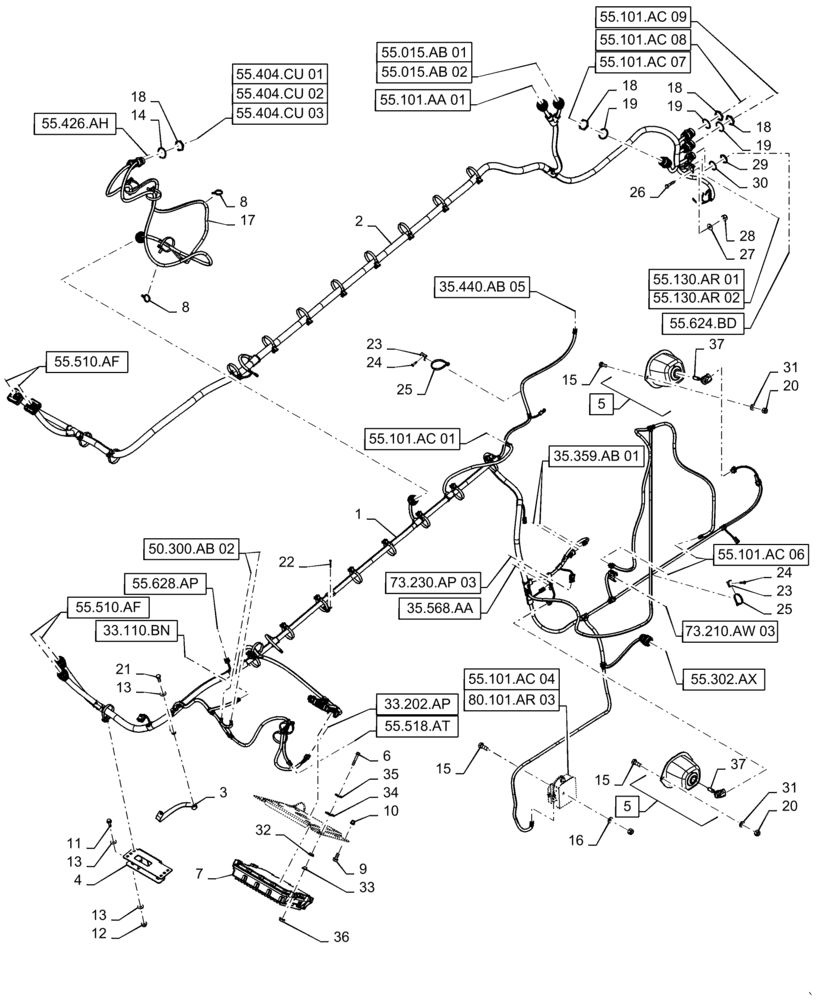 Схема запчастей Case IH 8240 - (55.101.AC[03]) - WIRE HARNESS, FRAME, LH (55) - ELECTRICAL SYSTEMS