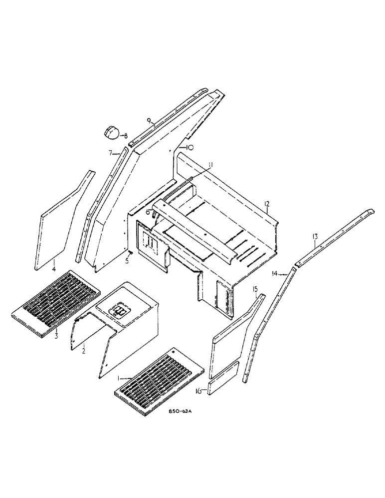 Схема запчастей Case IH 585 - (13-050) - CAB INSULATION (05) - SUPERSTRUCTURE