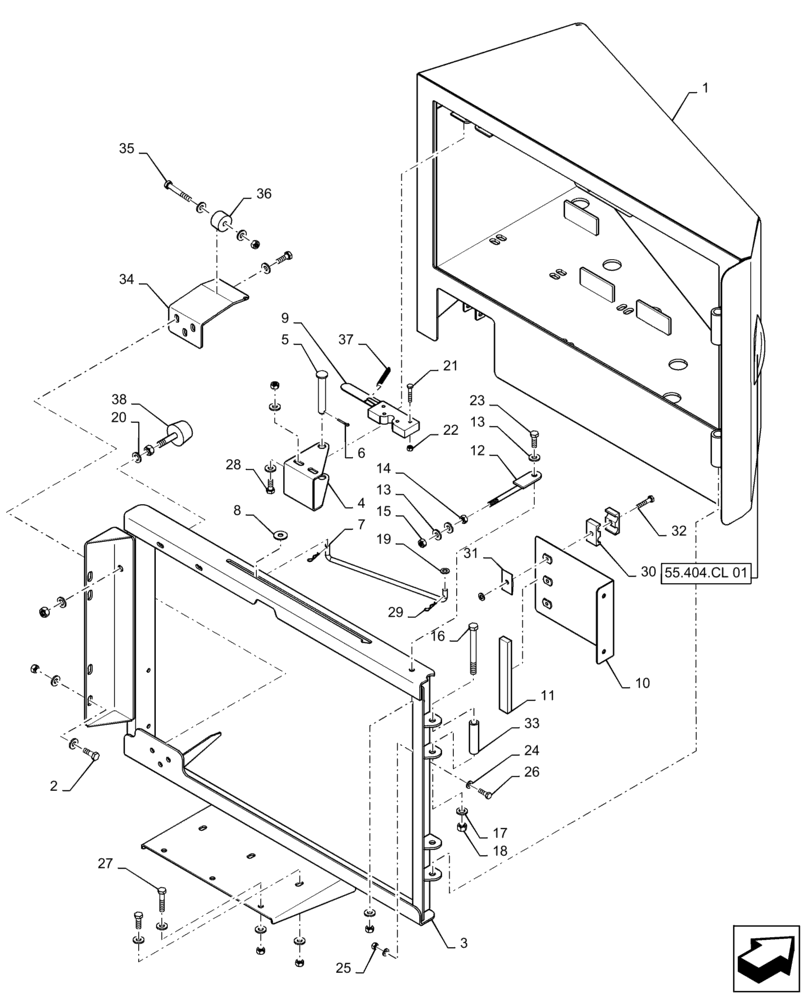 Схема запчастей Case IH TITAN 3540 - (55.302.AH[01]) - BATTERY BOX AND MOUNTING, 3040, 3540 (55) - ELECTRICAL SYSTEMS