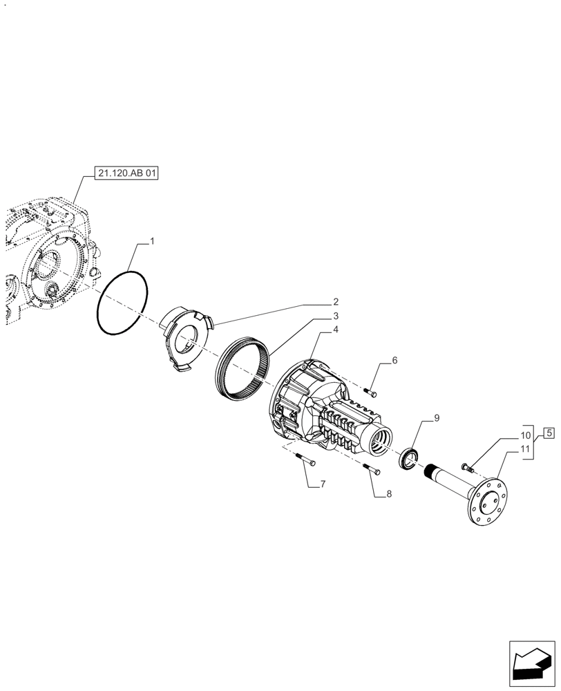 Схема запчастей Case IH FARMALL 130A - (27.124.AD[02]) - VAR - 390331, 330331 - FINAL DRIVE HOUSING, HEAVY DUTY (27) - REAR AXLE SYSTEM