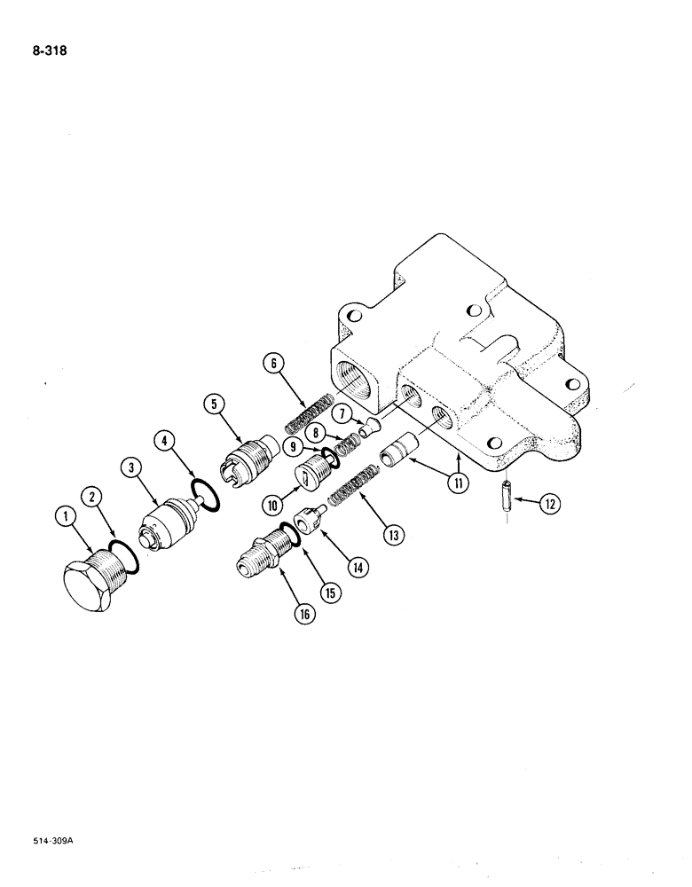 Схема запчастей Case IH 385 - (8-318) - UNLOADING AND FLOW CONTROL VALVE (08) - HYDRAULICS