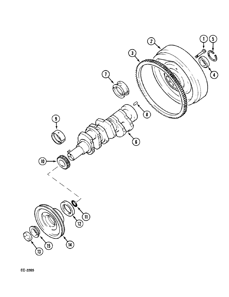 Схема запчастей Case IH 433 - (2-62) - CRANKSHAFT AND FLYWHEEL (02) - ENGINE