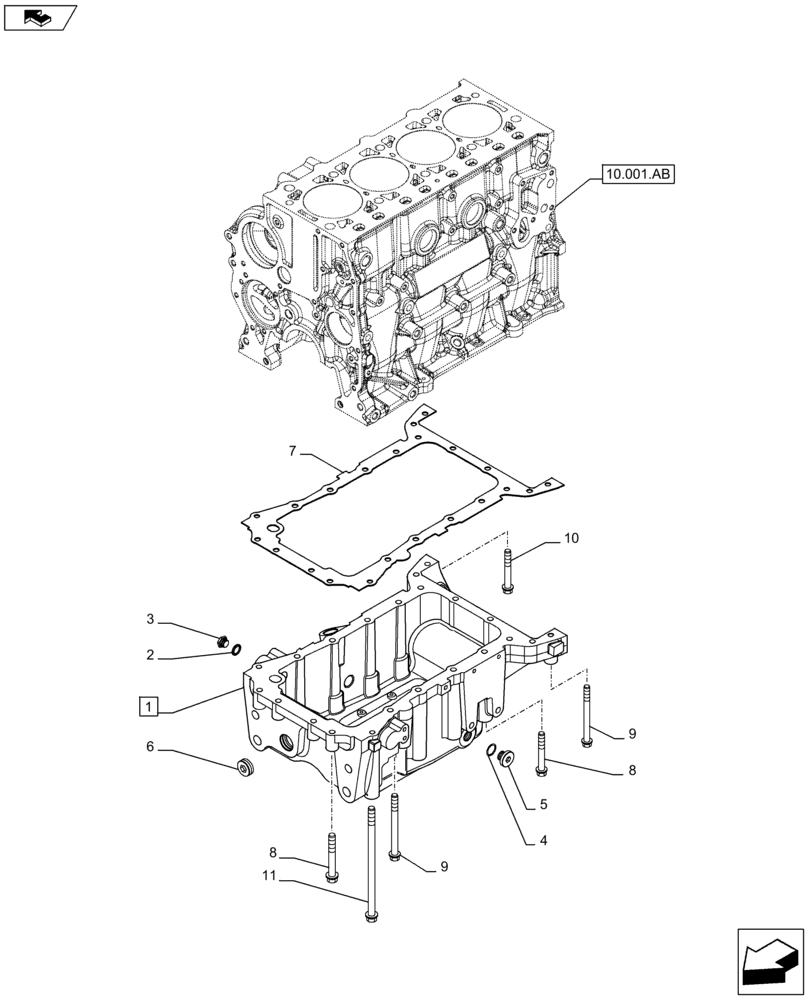 Схема запчастей Case IH F5GFL413A B007 - (10.102.AP) - OIL SUMP & RELATED PARTS (10) - ENGINE