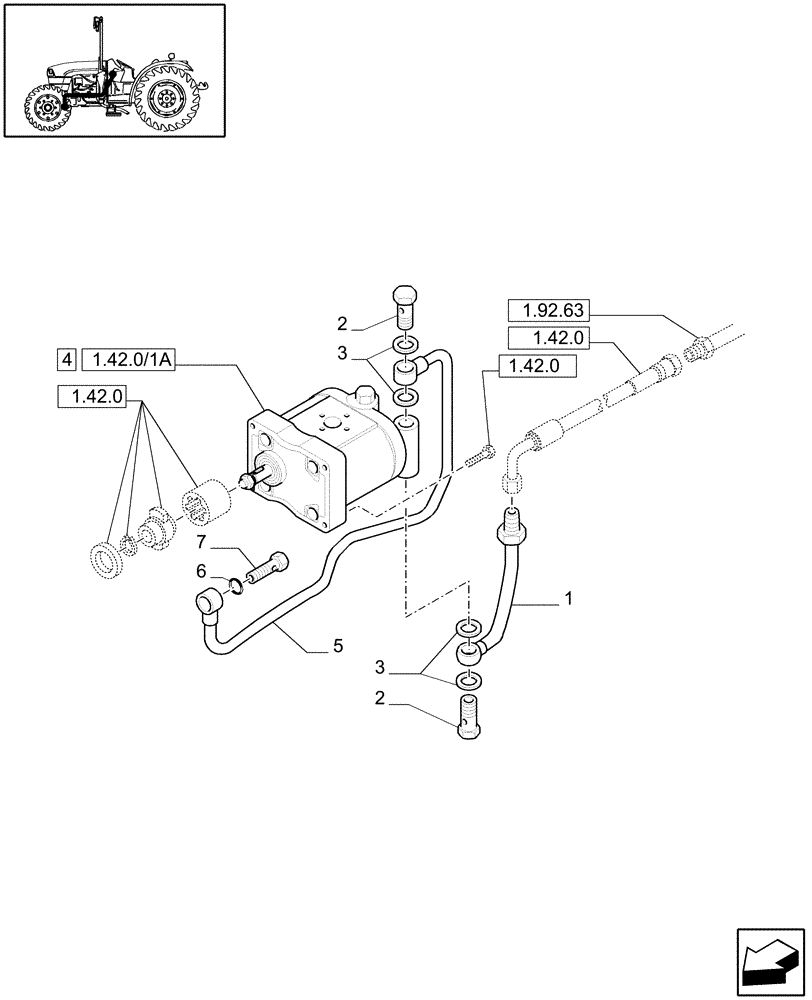 Схема запчастей Case IH JX1060C - (1.42.0/04) - (VAR.139-281) NA - 8X8 (30 KM/H) P.SHUTT. W/OIL COOLER - OIL PUMP AND PIPES (04) - FRONT AXLE & STEERING