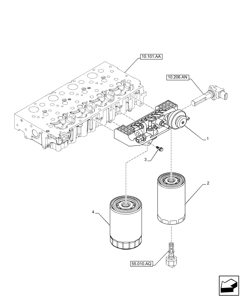 Схема запчастей Case IH F5GFL413A B007 - (10.206.AG) - FUEL FILTER (10) - ENGINE