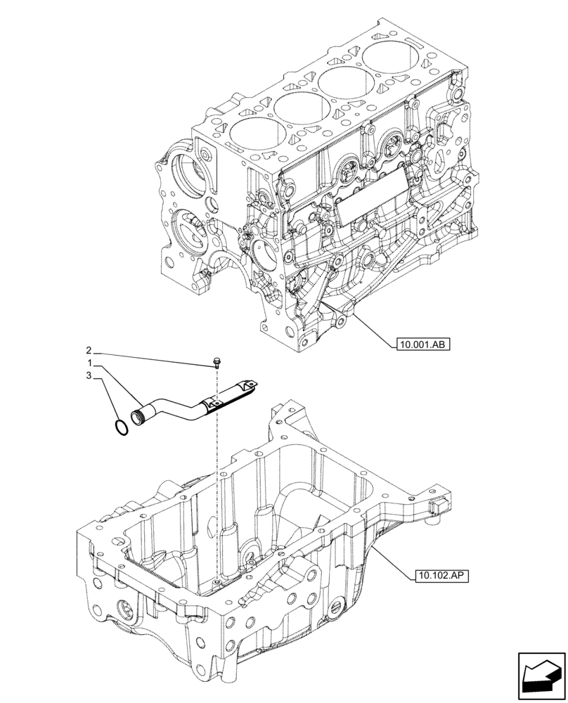 Схема запчастей Case IH F5GFL413A B006 - (10.304.AL) - OIL PUMP & LINES (10) - ENGINE