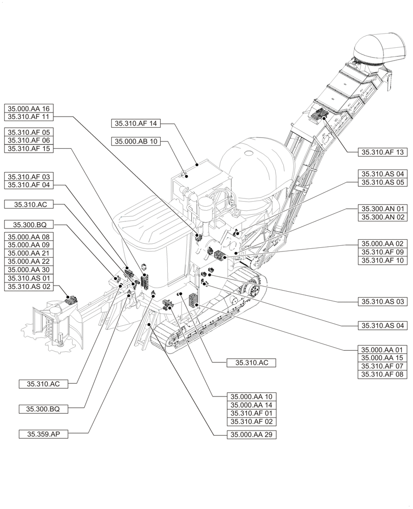 Схема запчастей Case IH A8800 - (00.000.35[04]) - PICTORIAL INDEX - HYDRAULIC SYSTEMS (00) - GENERAL & PICTORIAL INDEX