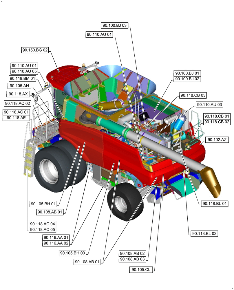 Схема запчастей Case IH 9240 - (00.000.90[01]) - PICTORIAL INDEX - PLATFORM, CAB, BODYWORK AND DECALS (00) - GENERAL & PICTORIAL INDEX