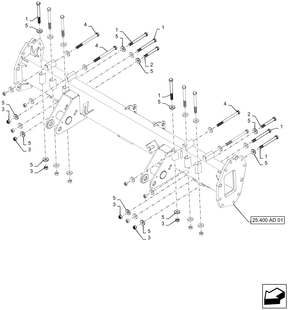 Схема запчастей Case IH 7230 - (25.400.AD[02]) - MOUNTING, FRONT AXLE (25) - FRONT AXLE SYSTEM