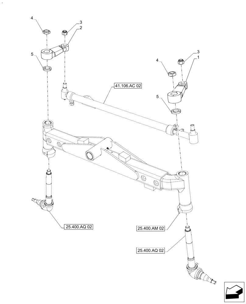 Схема запчастей Case IH FARMALL 110A - (41.106.AB[02]) - VAR - 390373 - 2WD FRONT AXLE, PITMAN, HEAVY DUTY (41) - STEERING