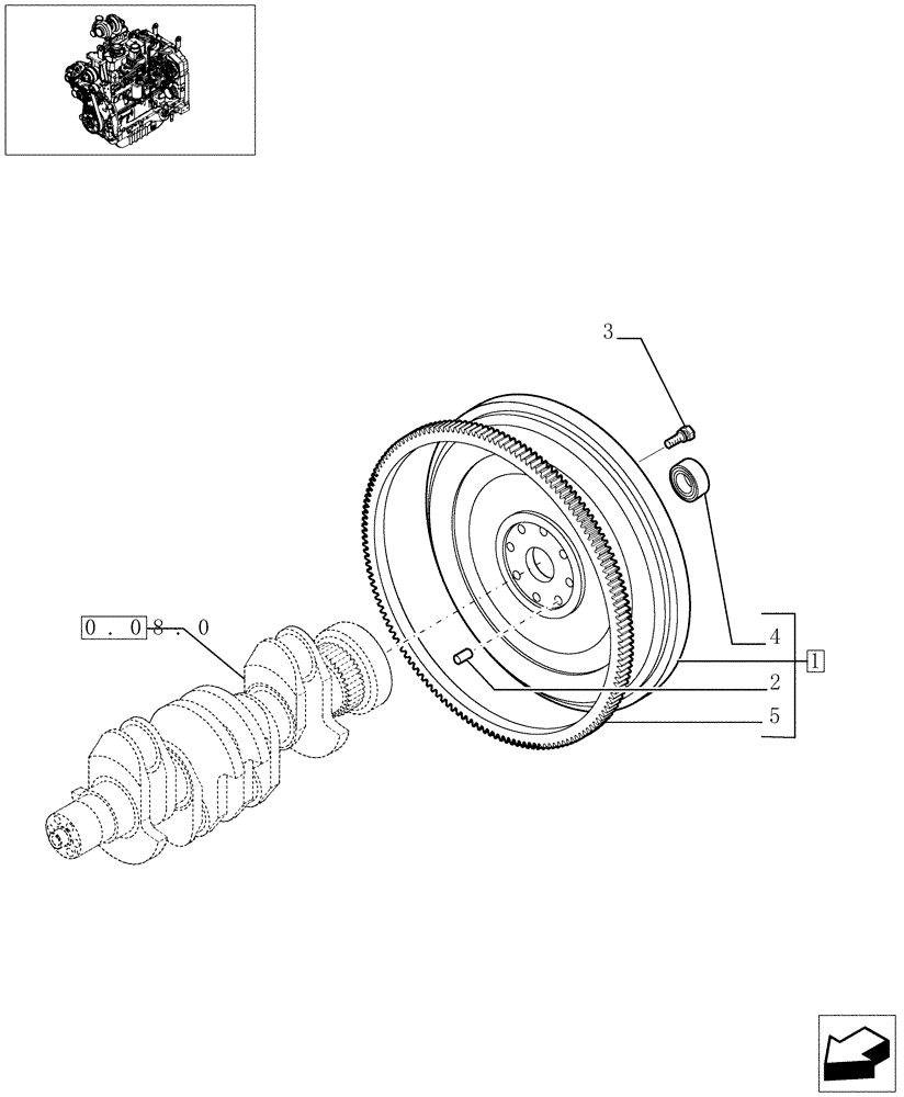 Схема запчастей Case IH JX1100U - (0.08.3) - FLYWHEEL WITH MECHANICAL PTO (01) - ENGINE